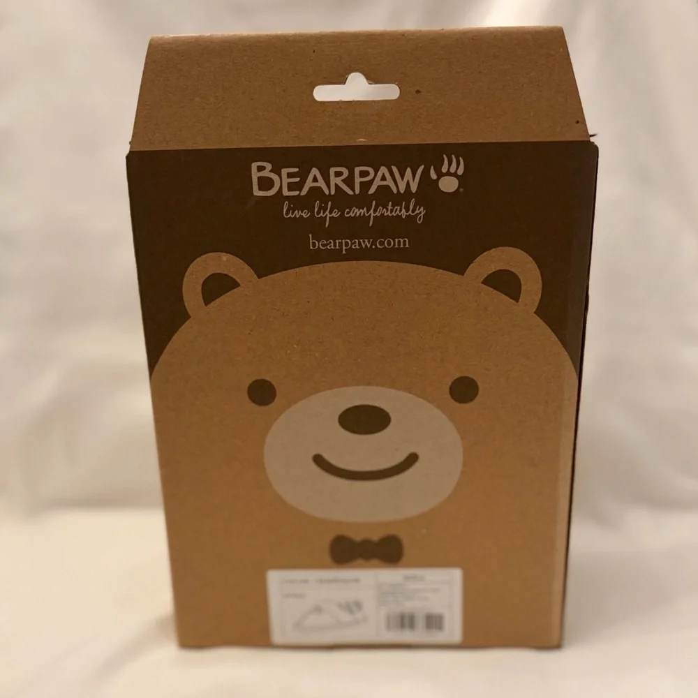 Bearpaw Baby Size 4 (9-12 mo) Champagne Leather Slipper White Faux Fur Flats